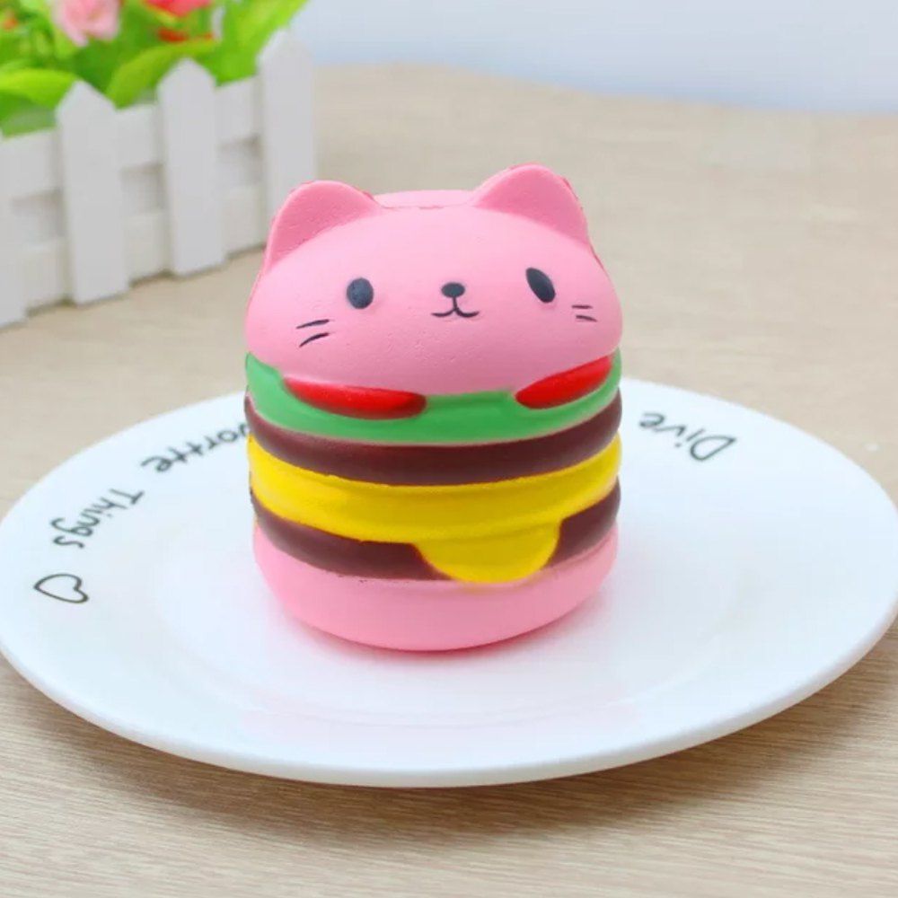 

Jumbo Squishy Burger Cat Toys, Pink