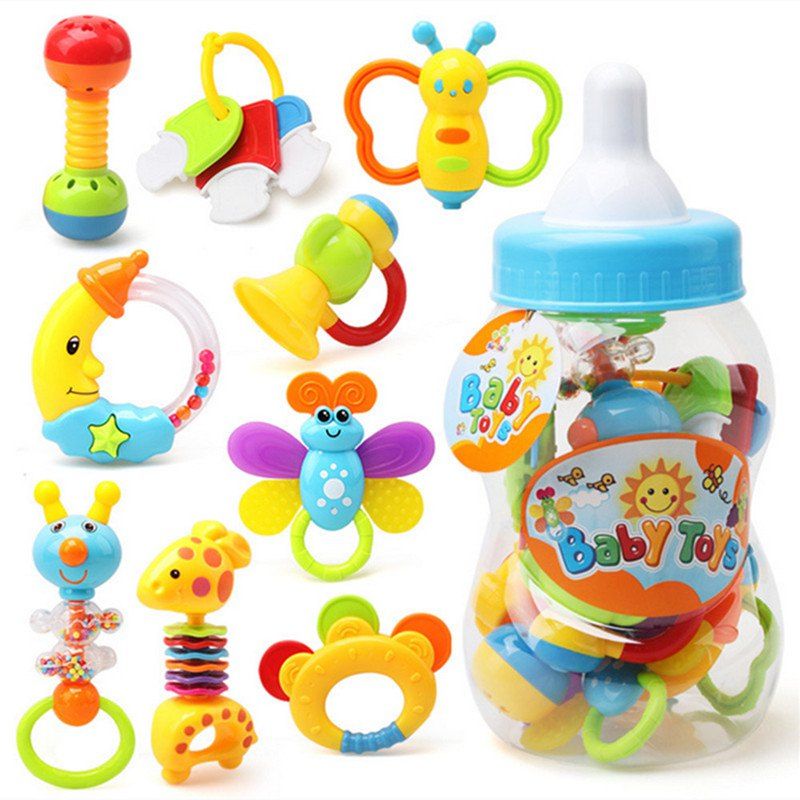 

Baby Toy Hand Bell Combination Gift Box Bottle 9pcs, Multi