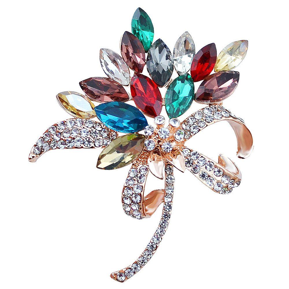 

Women's Multicolor Flower Brooch Crystal Bouquet Banquet Dress Decoration, Multi