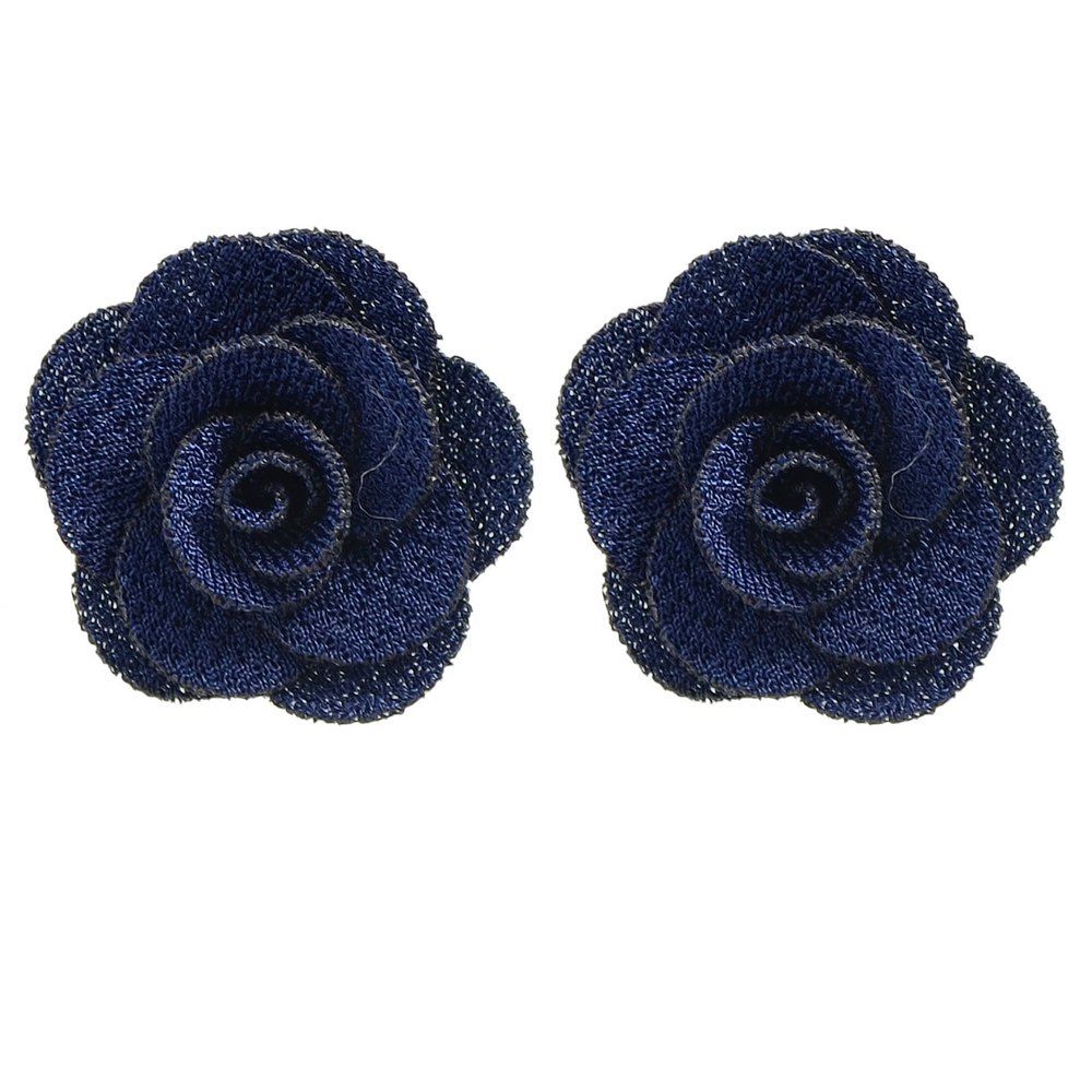 

Material Flower Rose Earrings for Women, Lapis blue