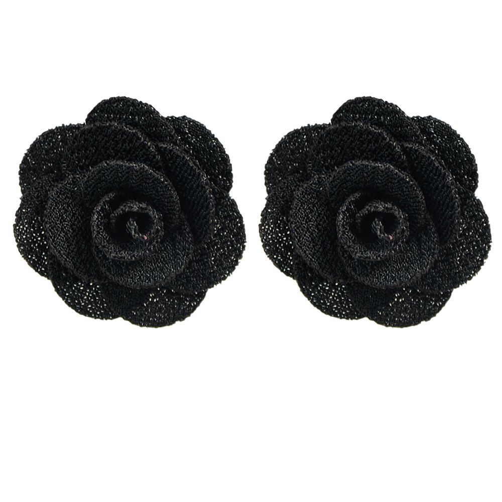 

Material Flower Rose Earrings for Women, Black