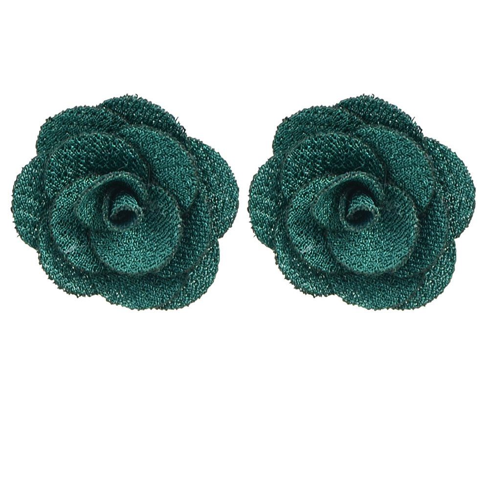 

Material Flower Rose Earrings for Women, Teal