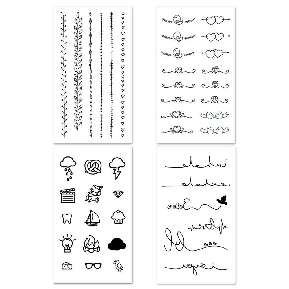 

Love Letter Pattern Scar Cover Simulation Tattoo Stickers 4pcs, Natural black