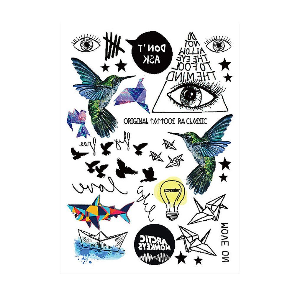 

Tattoo Stickers Bird Pattern Creative Removable Accessory, Multi