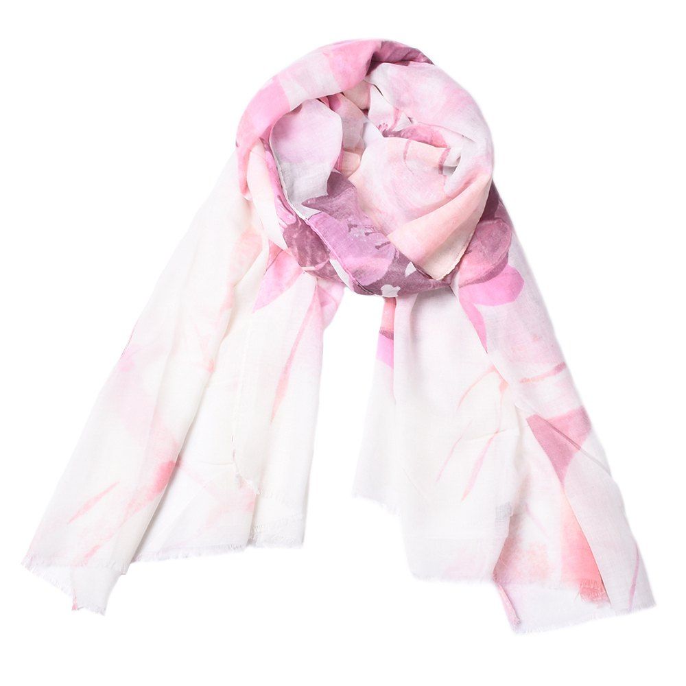 

Fashion Women Cotton Flower Print Scarf Towel Bandana Long Coat Foulard Female, Pink