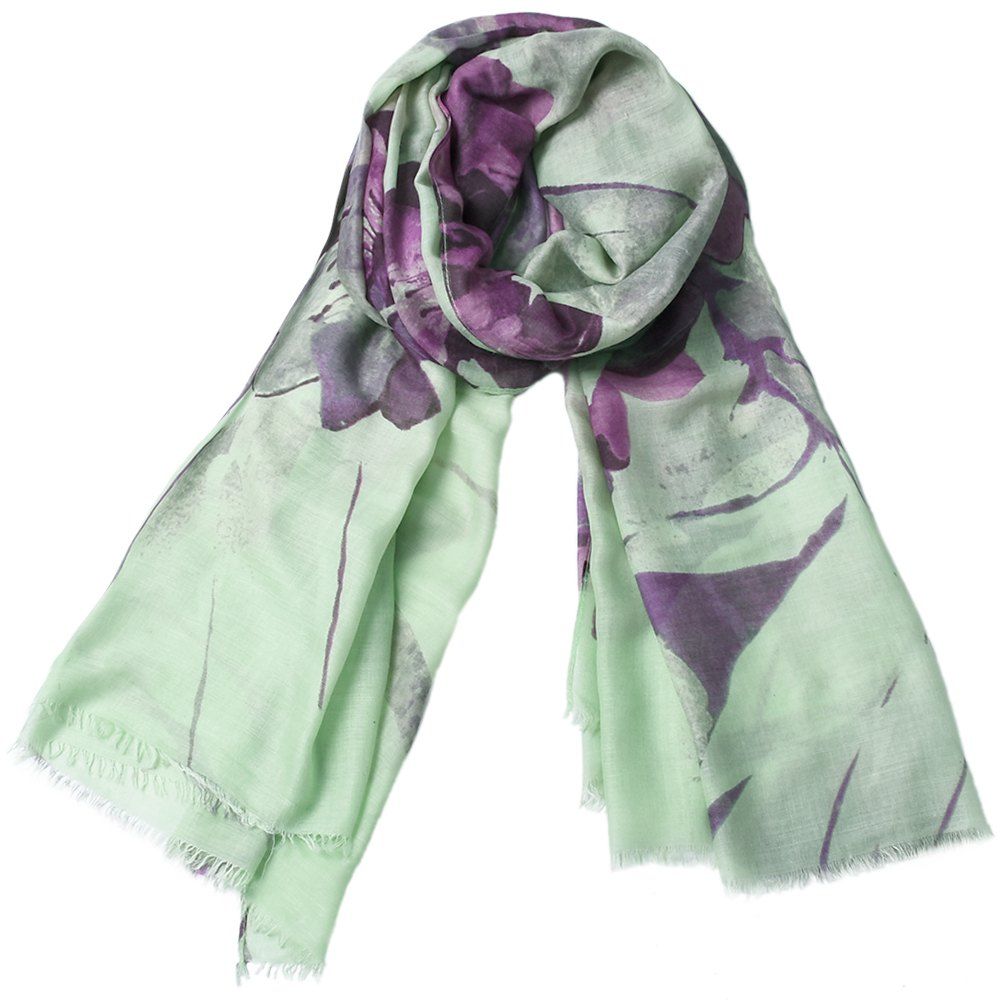 

Fashion Women Cotton Flower Print Scarf Towel Bandana Long Coat Foulard Female, Light aquamarine