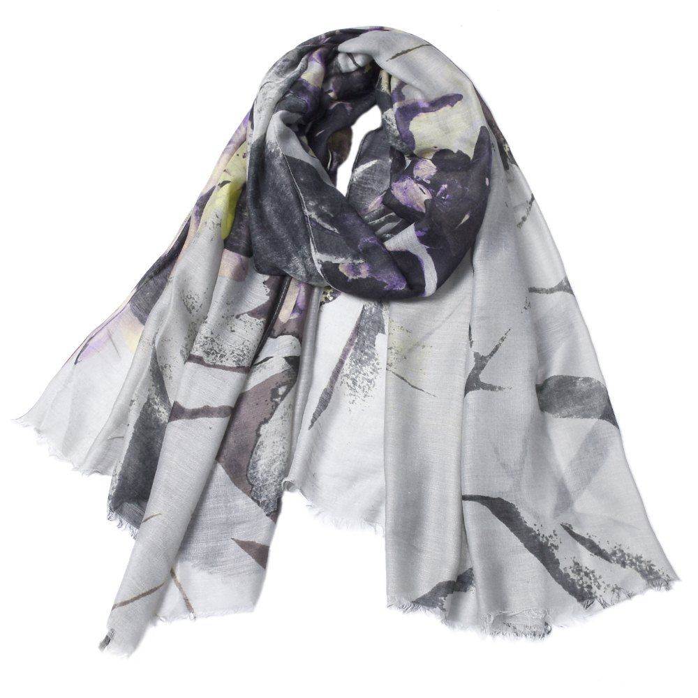 

Fashion Women Cotton Flower Print Scarf Towel Bandana Long Coat Foulard Female, Dark slate grey