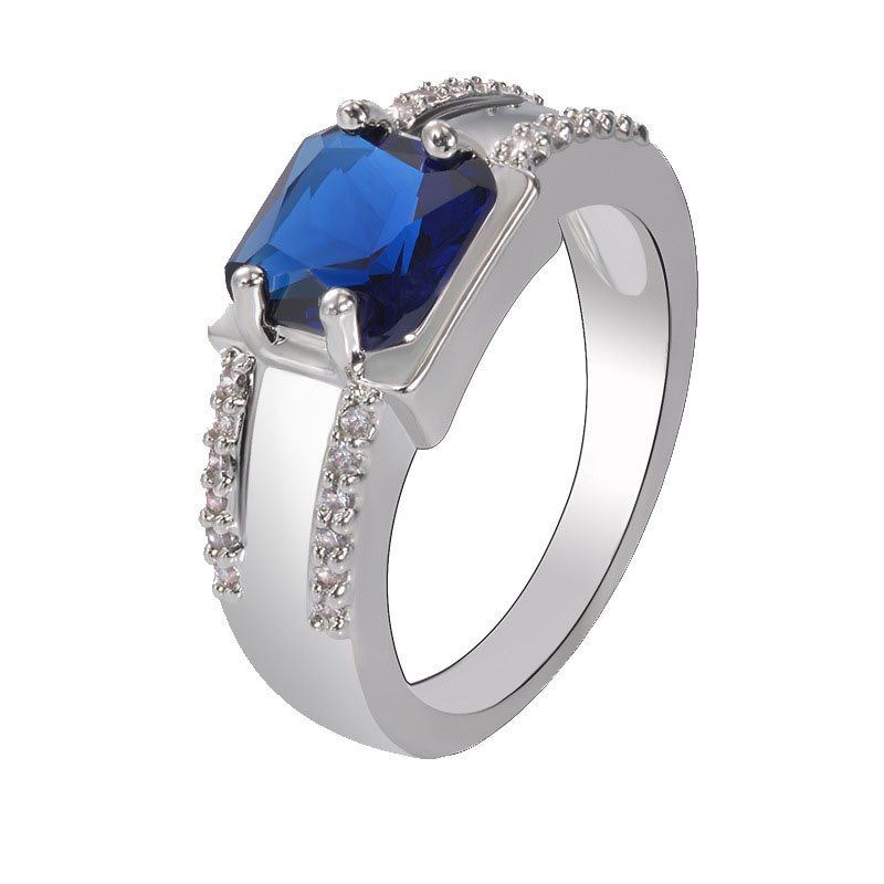 

Classic Quality Simple Blue Zircon Ring, Sapphire blue