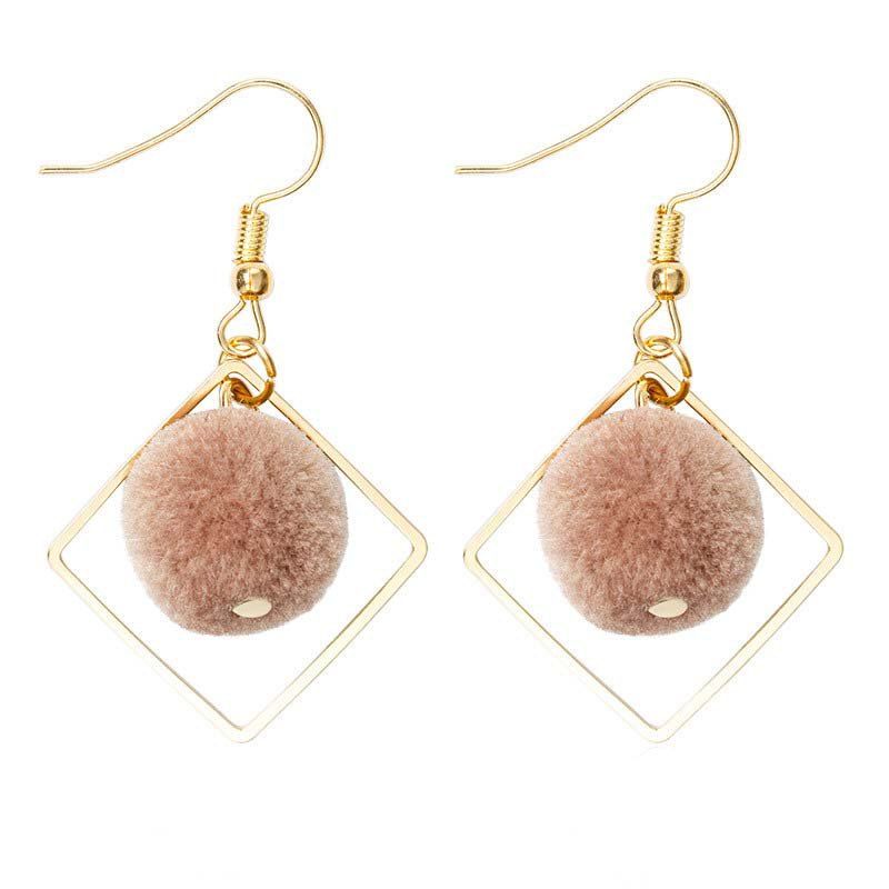 

Cute Temperament Geometric Diamond Shaped Plush Earrings, Light brown