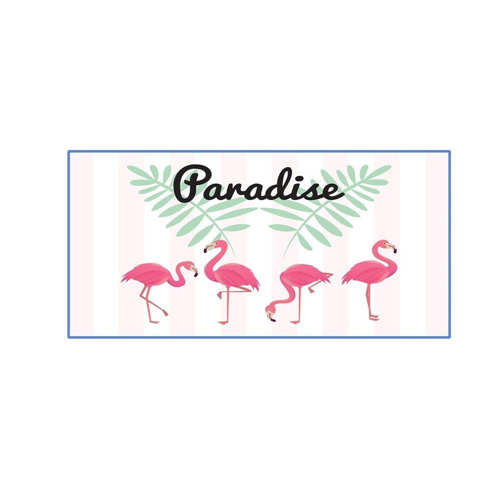 

Pink Striped Flamingo Microfiber Digitally Printed Rectangular Beach Towel, Multi