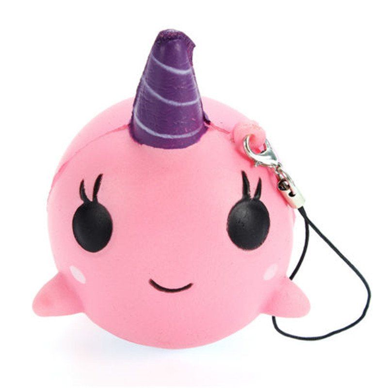 

Jumbo Squishy Narwhal Whale Blue Slow Rising Cute Soft Gift Decor Toy, Pink