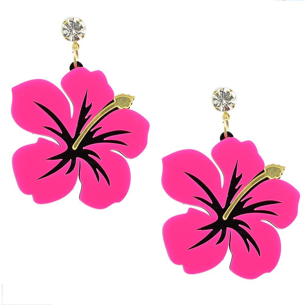 

Female Flower Drop Dangle Earrings, Rose red