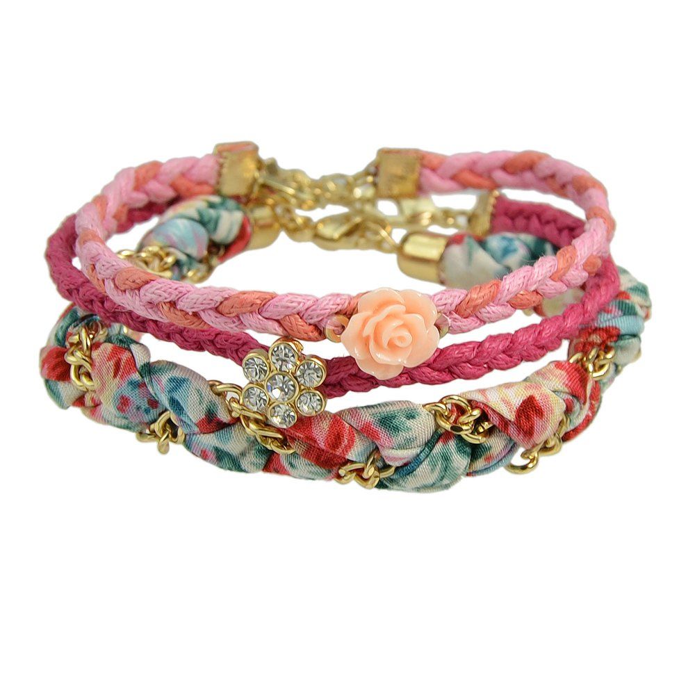 

3Pcs Fashion Colorful Sweet Print Bracelet, Multi