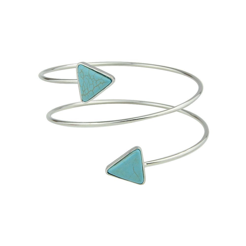 

Stone Open Cuff Bangles For Women, Silver