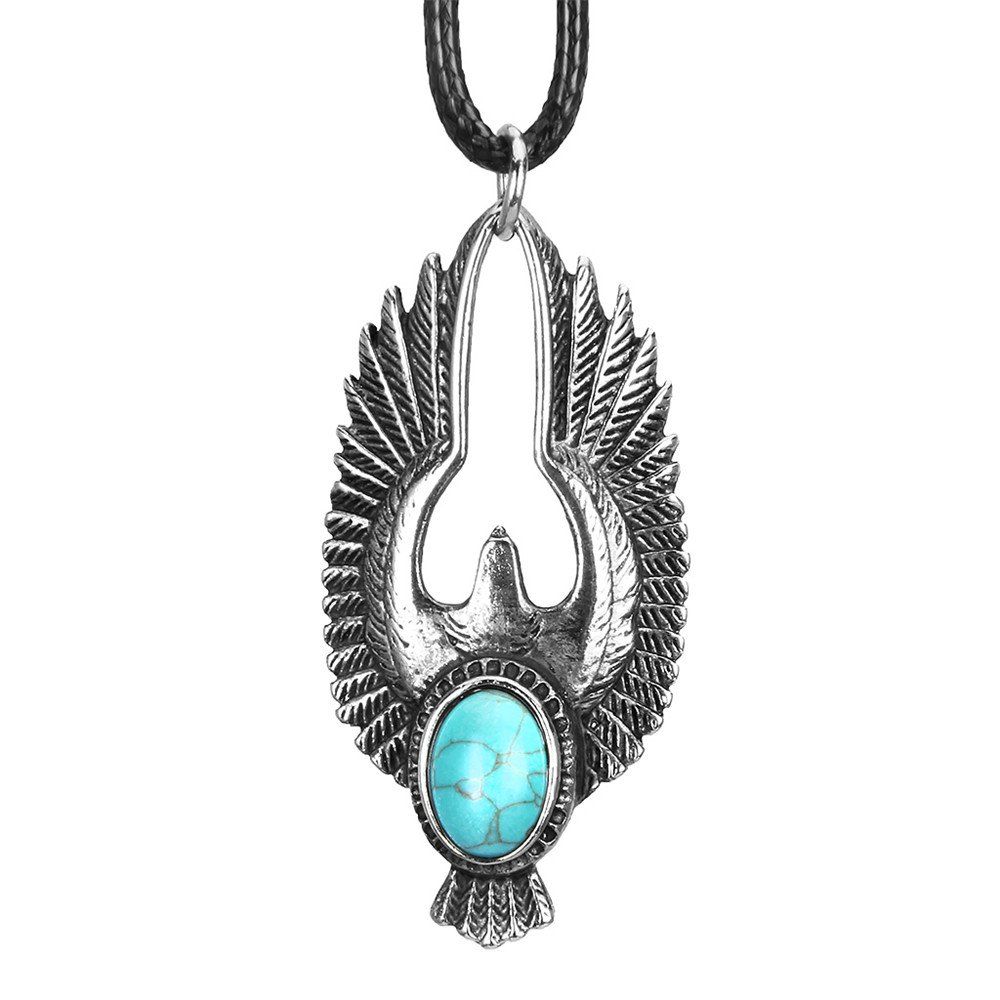 

Fashion Accessories Eagle with Turquoise Necklace, Silver