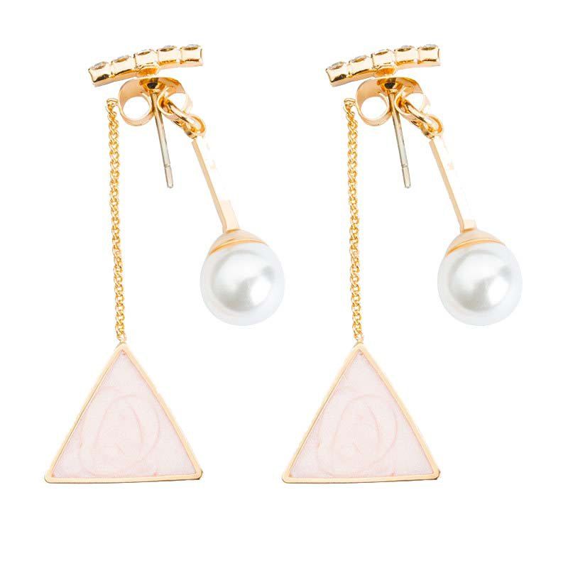 

Fashionable Anti-Allergy Triangle Painted Oil Geometric Modeling Earrings, Pink