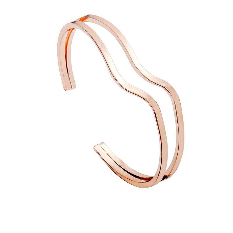 

Fashionable Simple and Elegant Wavy Smooth Surface with Double Opening Bracelet, Rose gold
