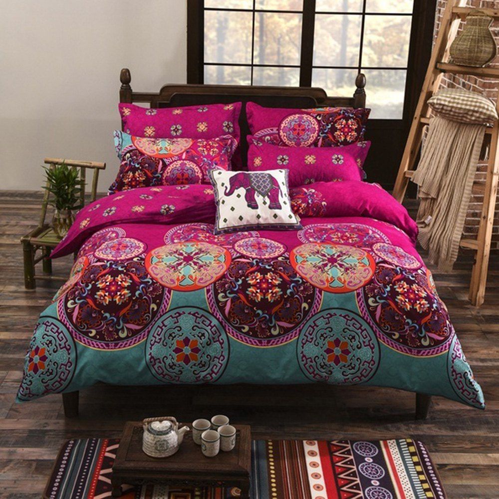 

Bohemian Mandala Duvet Cover with Pillow Case Quilt Bedding Set, Multi;multi-color