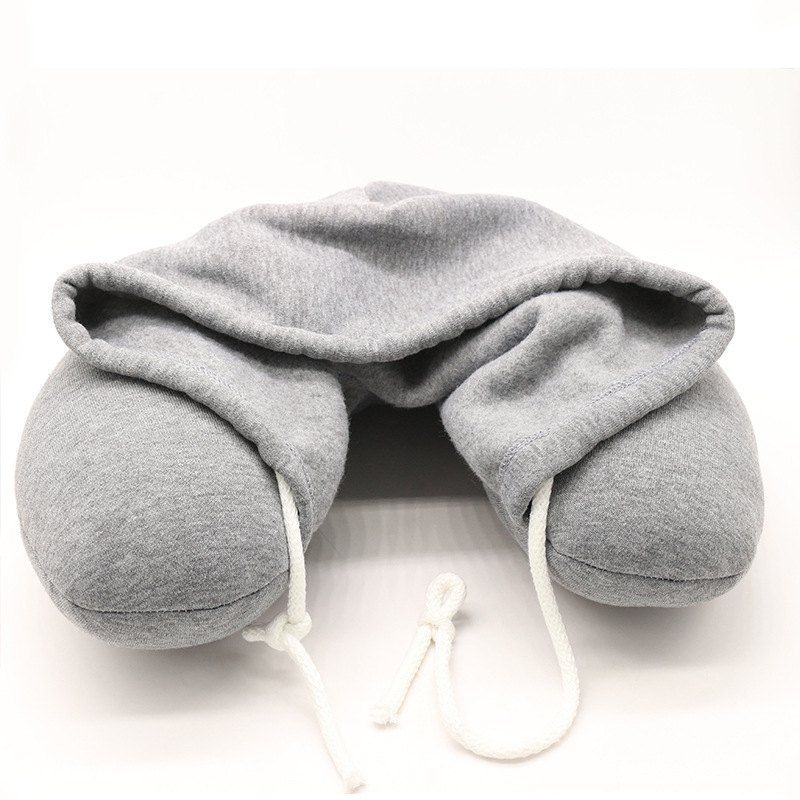 

Plane Nap U-Shaped Travel Pillow with A Hat, Dark gray