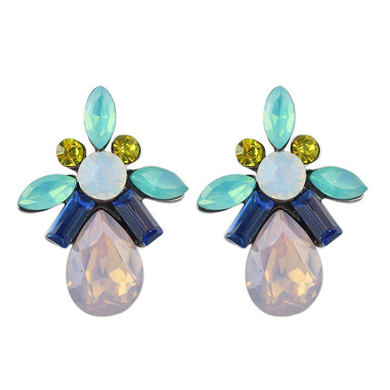 

Luxury Multicolor Rhinestone Water Drop Earrings, Multi-b
