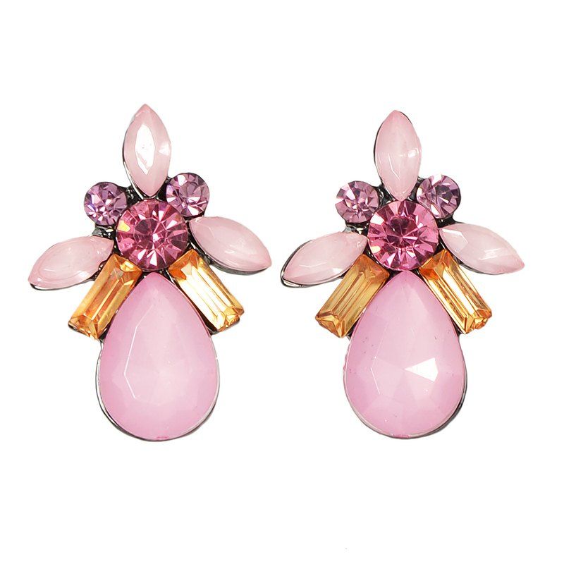 

Luxury Multicolor Rhinestone Water Drop Earrings, Multi-a