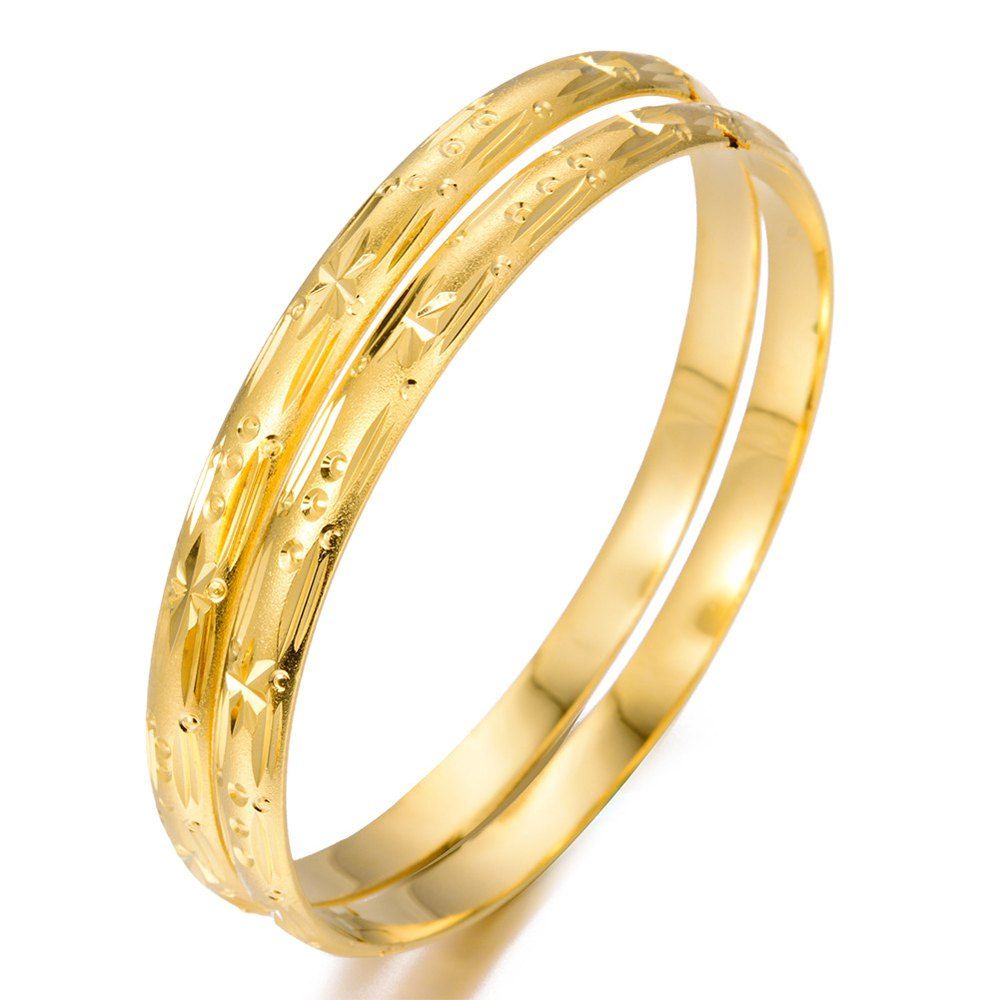 

2PCS Flower Bangle for Women Jewelry Gold Color Gift, Yellow