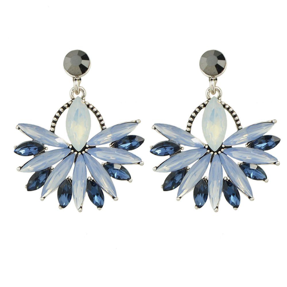 

Crystal Flower Big Drop Earrings, Multi