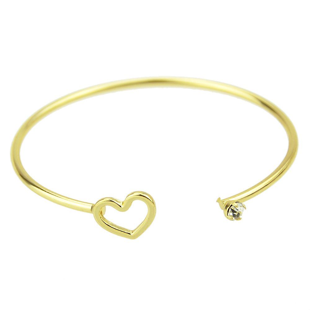 

Hollow-out Heart Open Cuff Bangle For Women, Gold