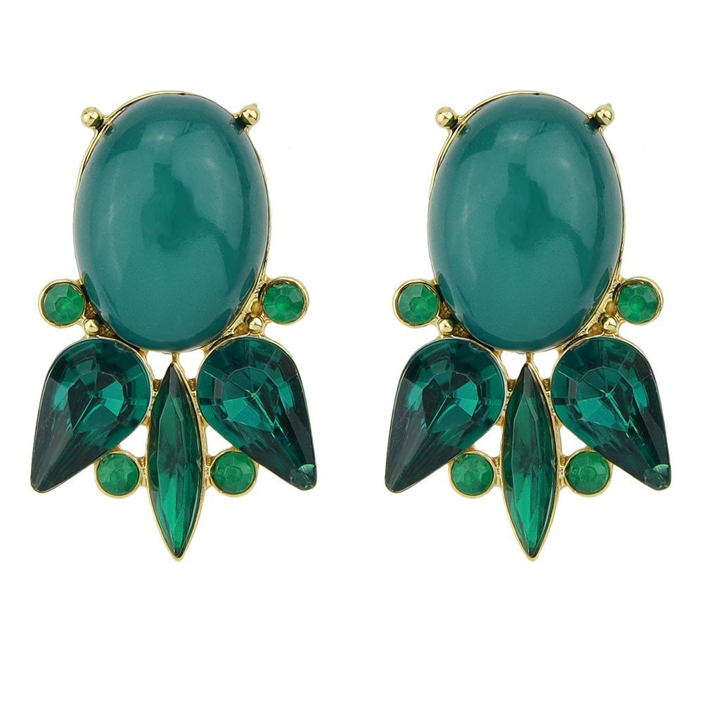 

Punk Style Imitation Gemstone Fish Earrings, Greenish blue