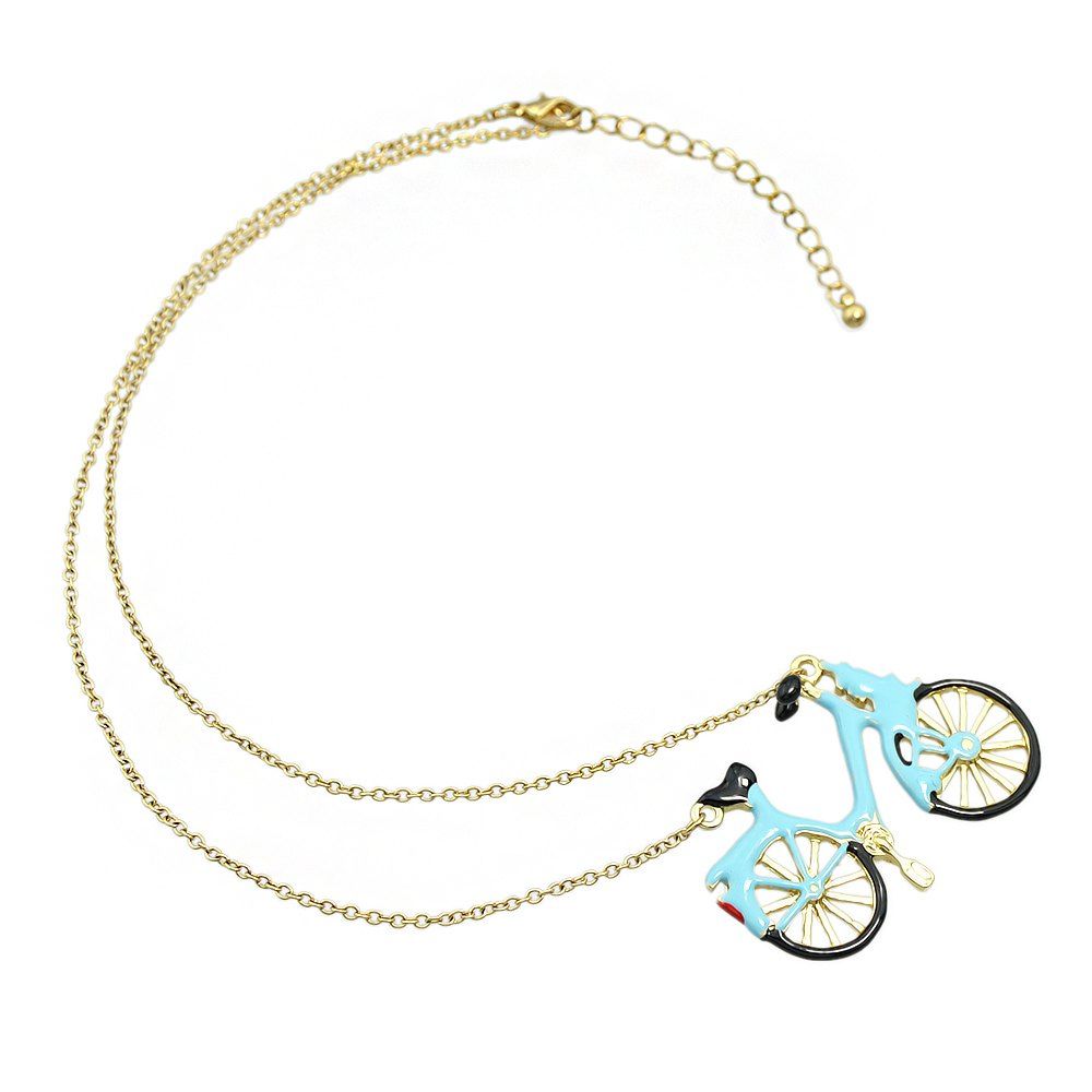 

Enamel Bicycle Pendant Necklace Accessories, Gold