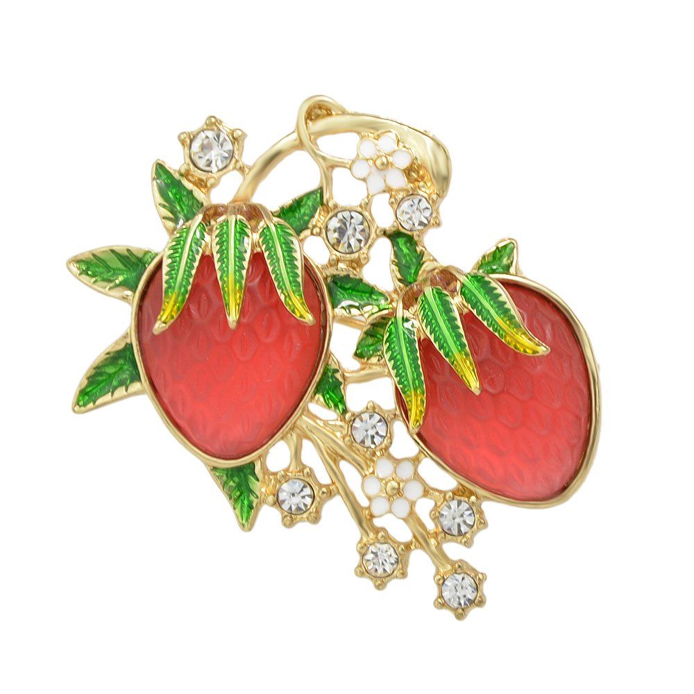 

Rhinestone Colorful Enamel Strawberry Brooch, Multi