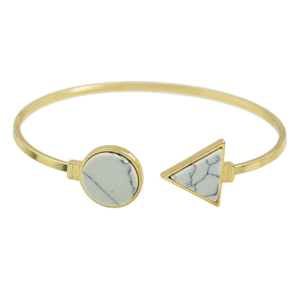 

Triangle Round Geometric Individual Cuff Bangles, Gold