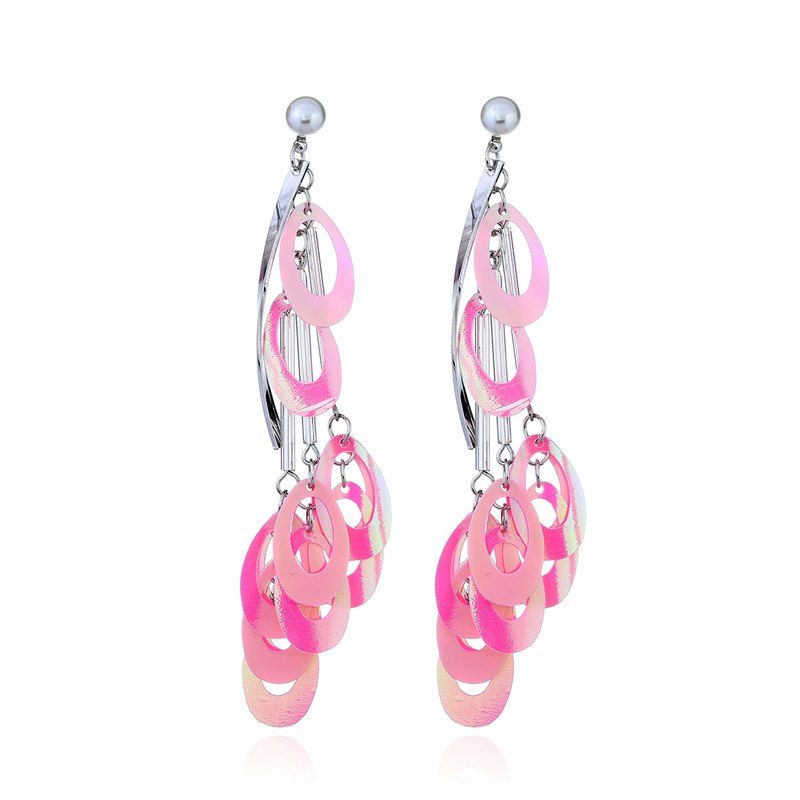 

Fashionable Joker Sequin Spring Temperament Lovely Color Earrings, Violet red