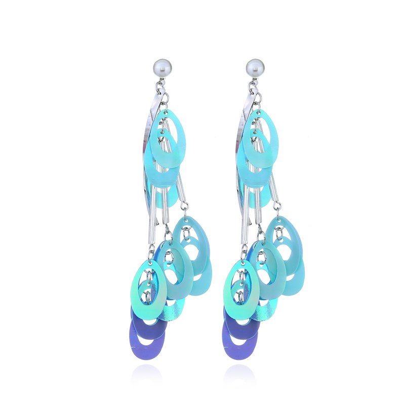 

Fashionable Joker Sequin Spring Temperament Lovely Color Earrings, Butterfly blue
