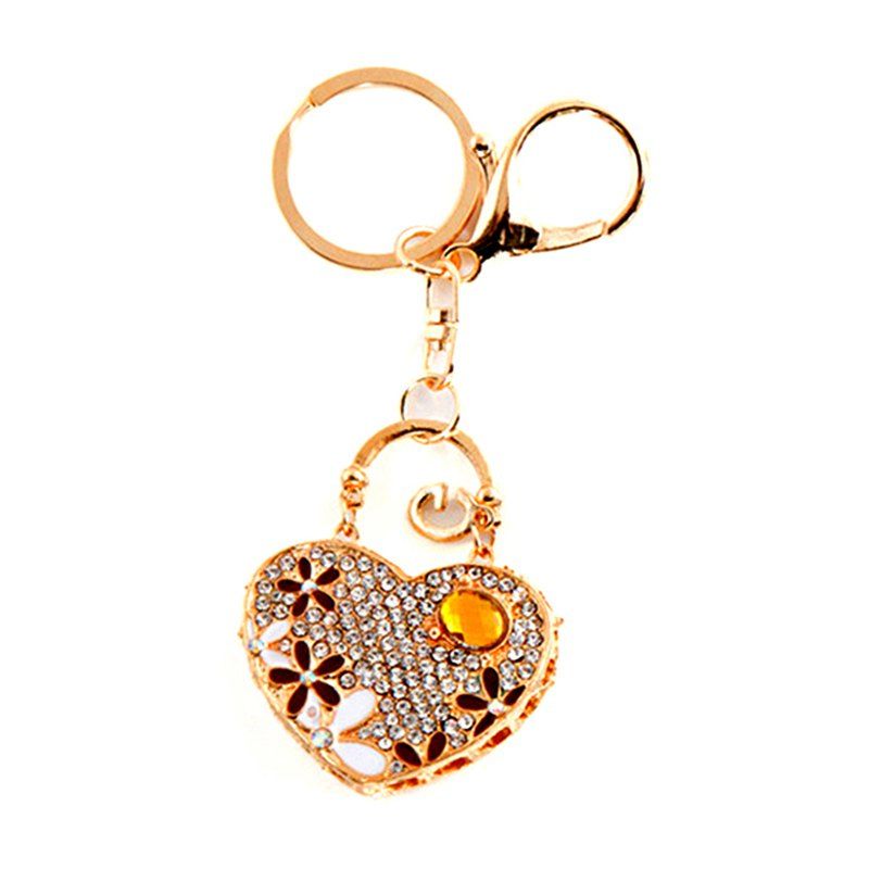 

Love Heart Car Pendant Ladies Bag Alloy Keychain, Bright yellow