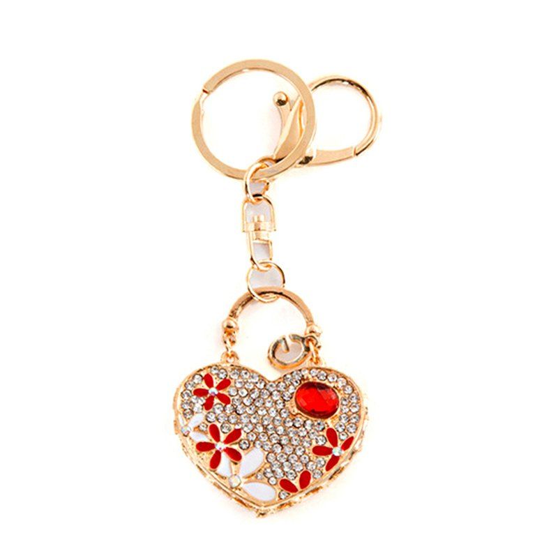 

Love Heart Car Pendant Ladies Bag Alloy Keychain, Red