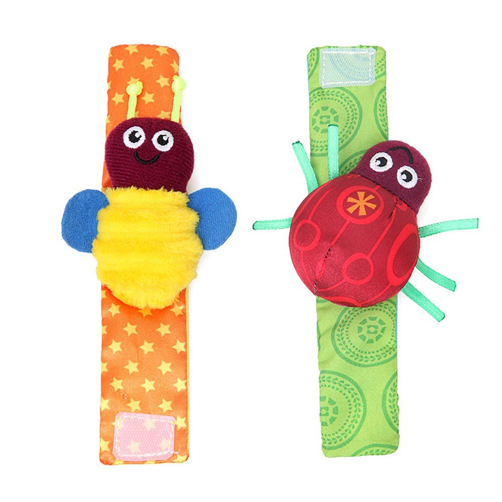 

Baby Wrist Strap Cartoon Beetle Newborn Calming Toy 2PCS, Multi-a