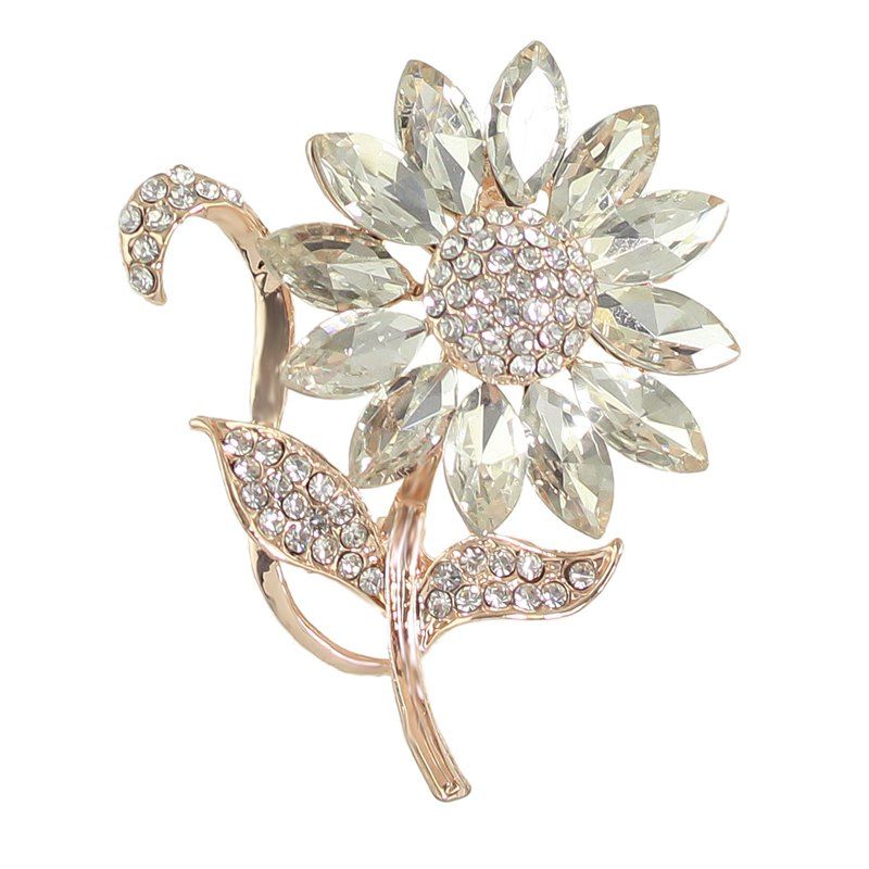

Big Rhinestone Flower Brooches for Lady, Gold