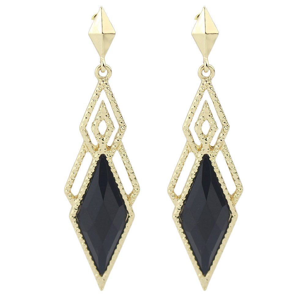 

Colorful Crystal Rhombus Shape Party Drop Earrings, Black