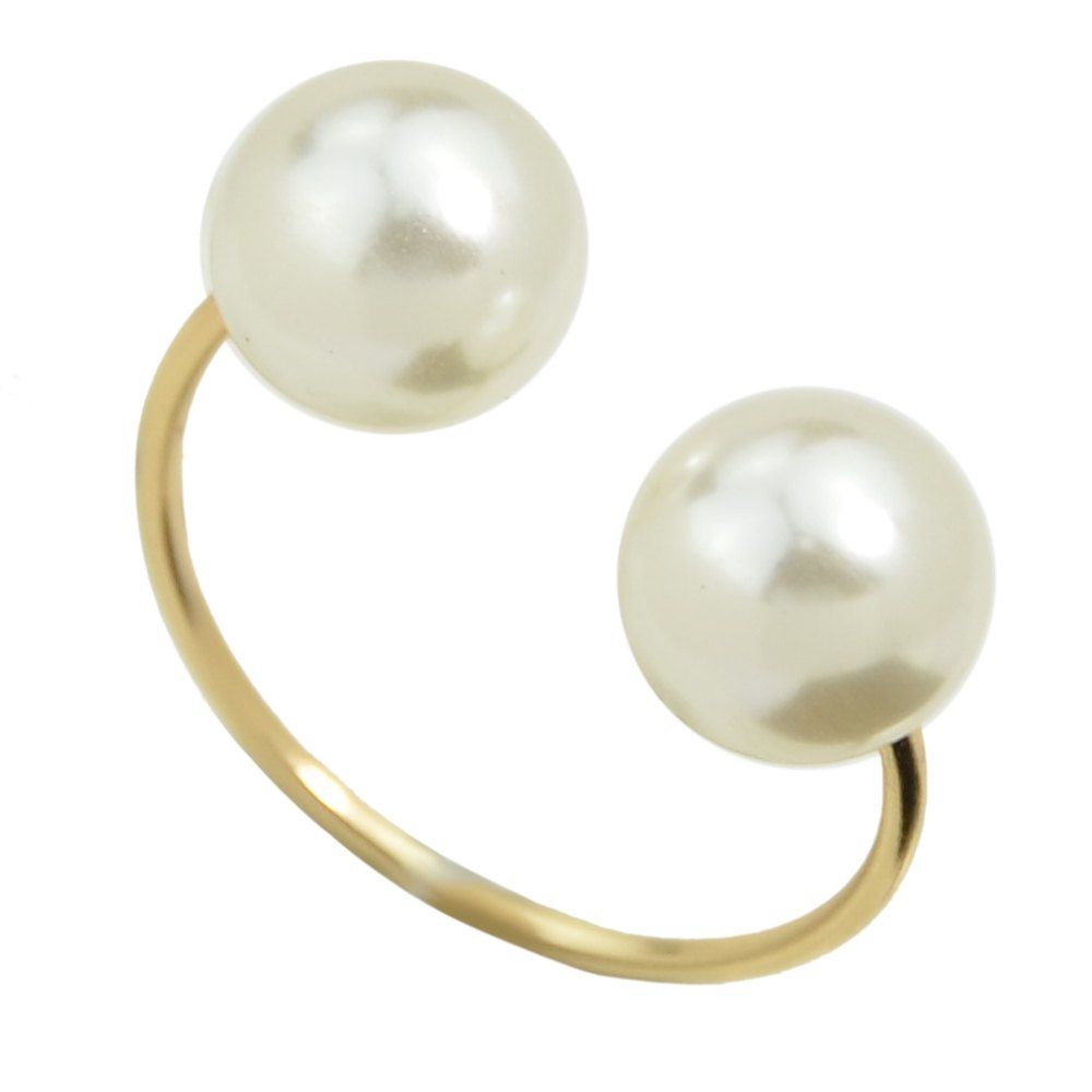 

Gold-color Circle with Simulated-pearl Open Cuff Finger Ring
