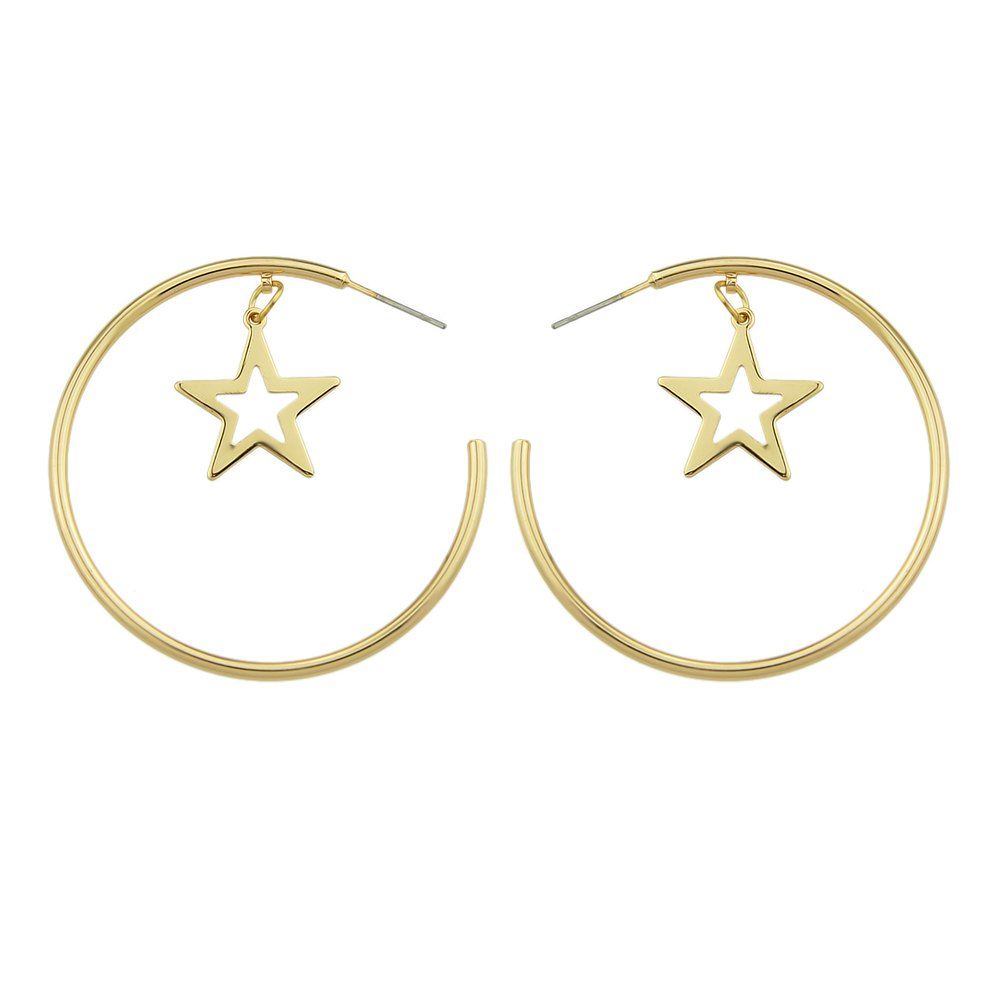 

Minimalist Style Metal Star Hoop Earrings, Gold