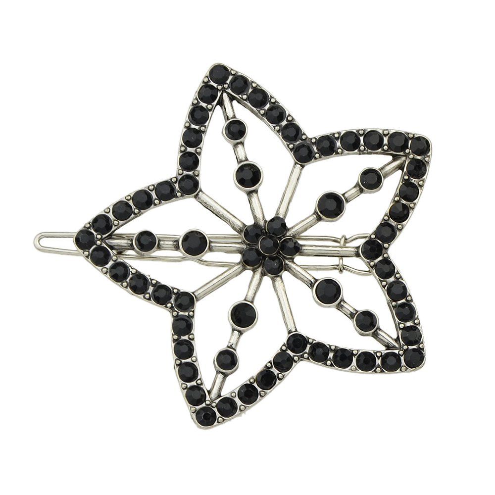 

Black Beads Star Hairgrips for Women, Silver