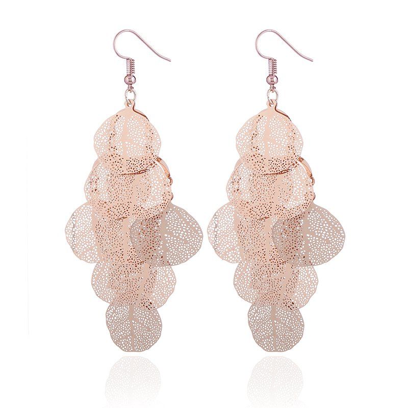 

Multiple Personality Leave Creative Metal Earrings, Gold