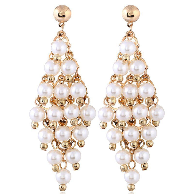 

Fashion Round Bead OL Elegant Diamond Earrings, Milk white