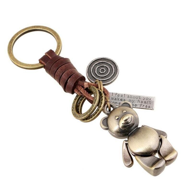 

Alloy Cartoon Retro Woven Leather Keychain Key Pendant, Burlywood