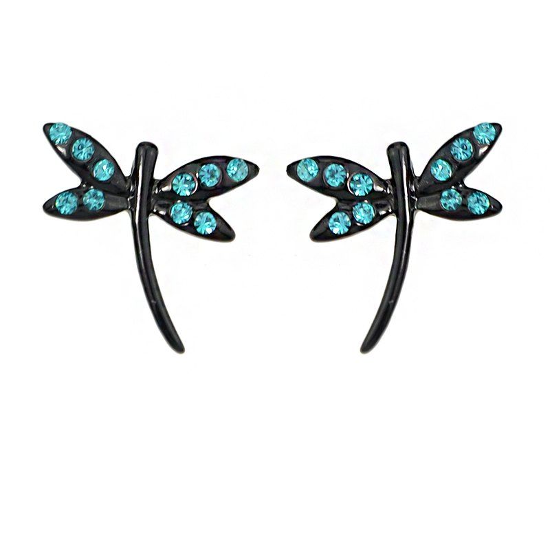 

Lovely Rhinestone Dragonfly Earrings For Women, Black