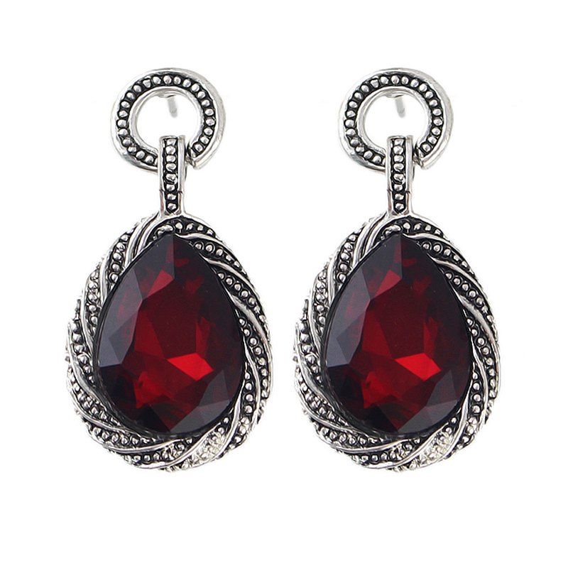 

Big Crystal Water Drop Earrings for Women, Cranberry