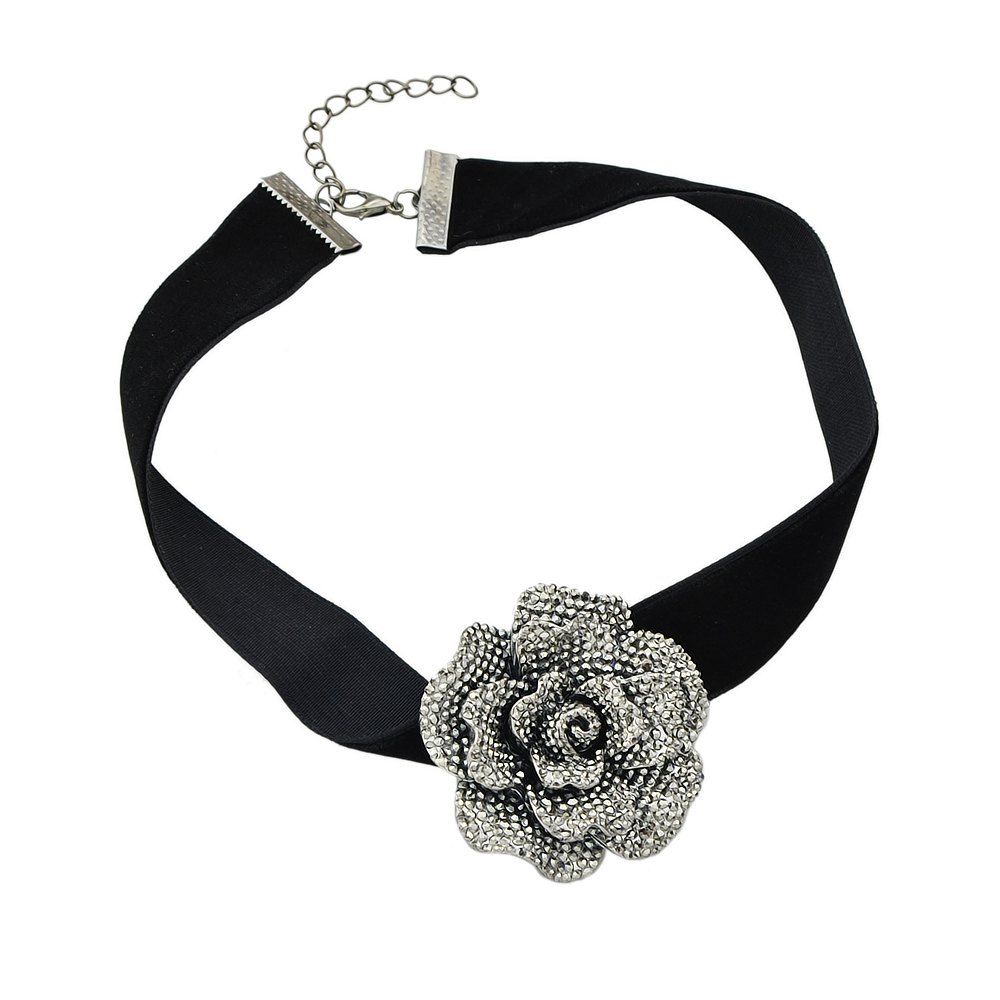 

Flower Decoration Tattoos Choker Necklace for Women, Black