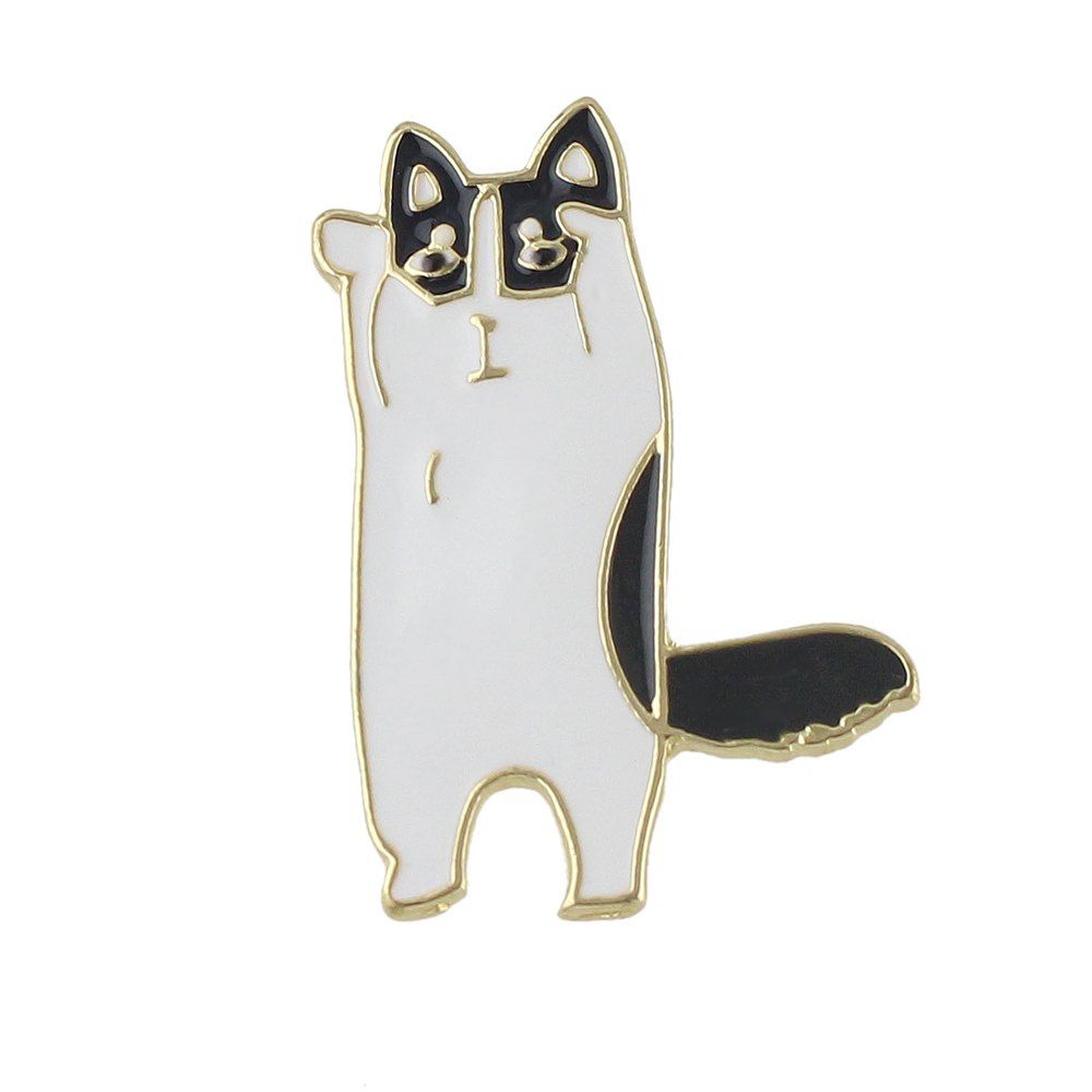 

Gold-color with Enamel Cute Cat Brooches Pin, Black