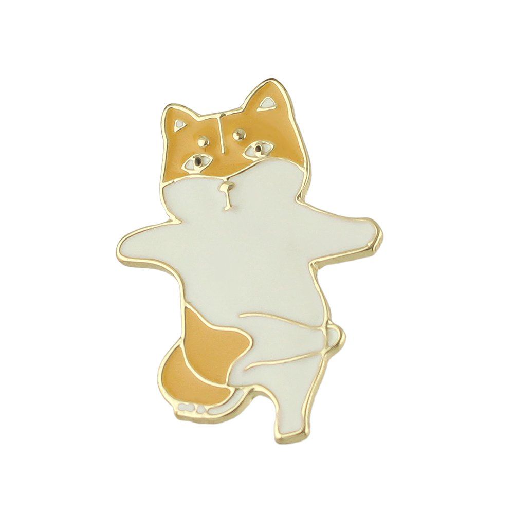

Gold-color with Enamel Cute Cat Brooches Pin, Bright yellow